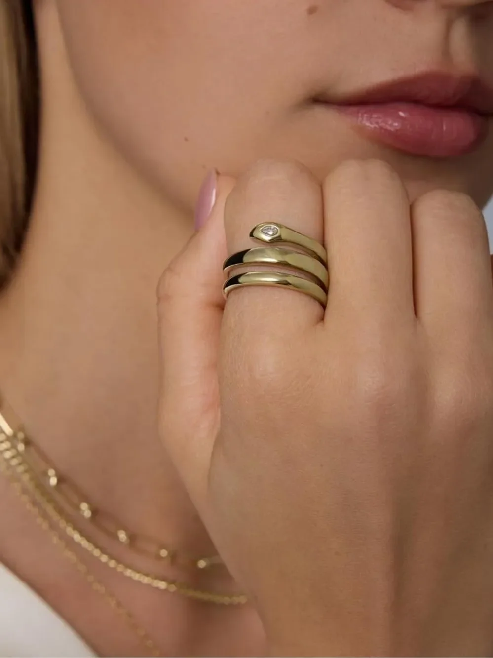 Open Wrap Ring - 14K Gold Plated Snake Ring